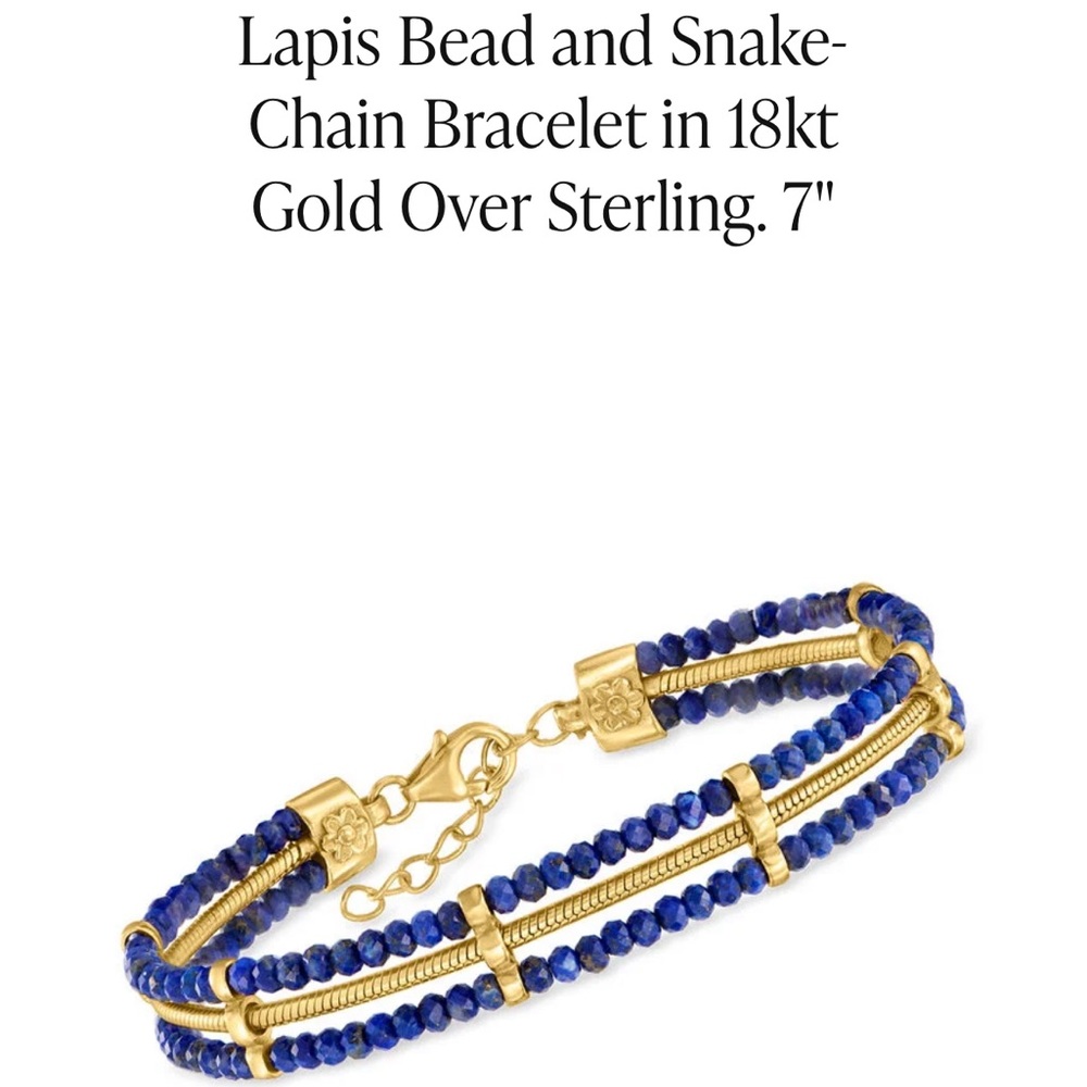 Ross Simon Lapis Bead and Snake-Chain Bracelet in Gold Over Sterling
